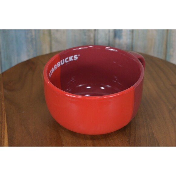 Starbucks Valentines LARGE Split 2 Tone Red Cappucino Mug Grande 16oz - Picture 5 of 6